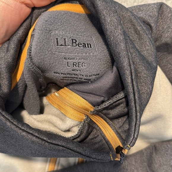 LL Bean Little Donkey Andy Men's Half Zip Pullover Men's Beige and Gray Sweater - Picture 3 of 4